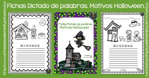 Fichas Dictado de palabras. Motivos Halloween